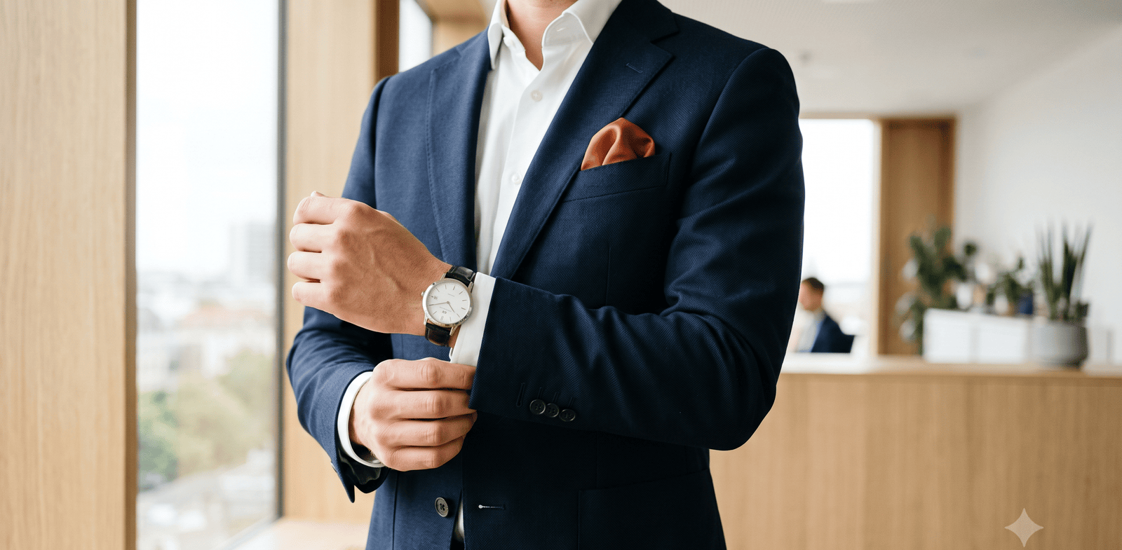 Frau im Blazer bei einem Business-Termin