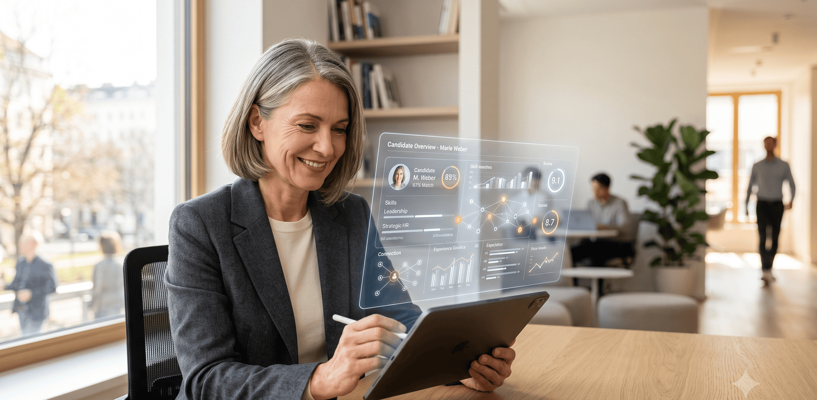 Silhouette eines Kopfes mit KI- und Datensymbolen